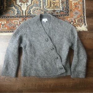 & Other Stories Stockholm Atelier Collarless Grey Knit Alpaca Cardigan Sweater